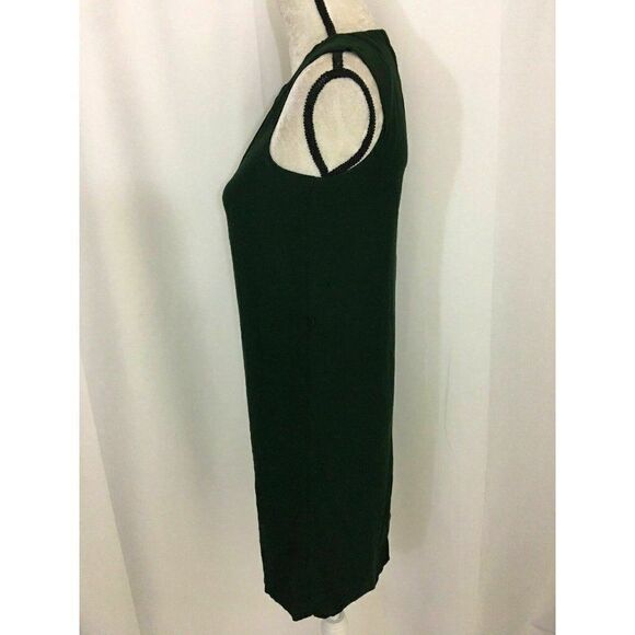 Zara Womens Solid Forest Green Scoop Neck Tank Mini Dress Viscose Xs - Picture 4 of 10